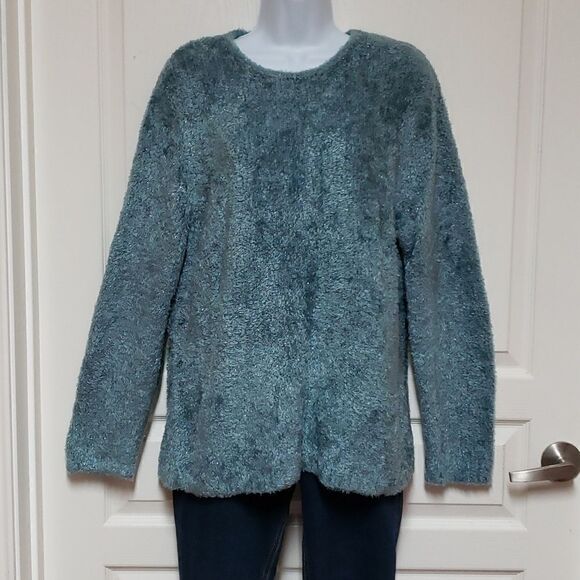 🌹Norton McNaughton Green Shimmering Sweater sz L - Picture 3 of 5